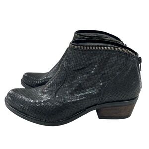 KANNA Kelly Black Leather Diamond Weave Ankle Boots 41